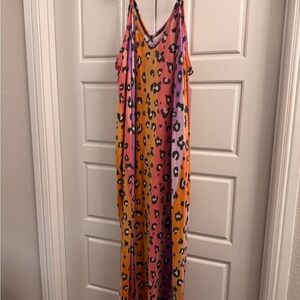 Leopard Print Maxi Dress - Multicolor